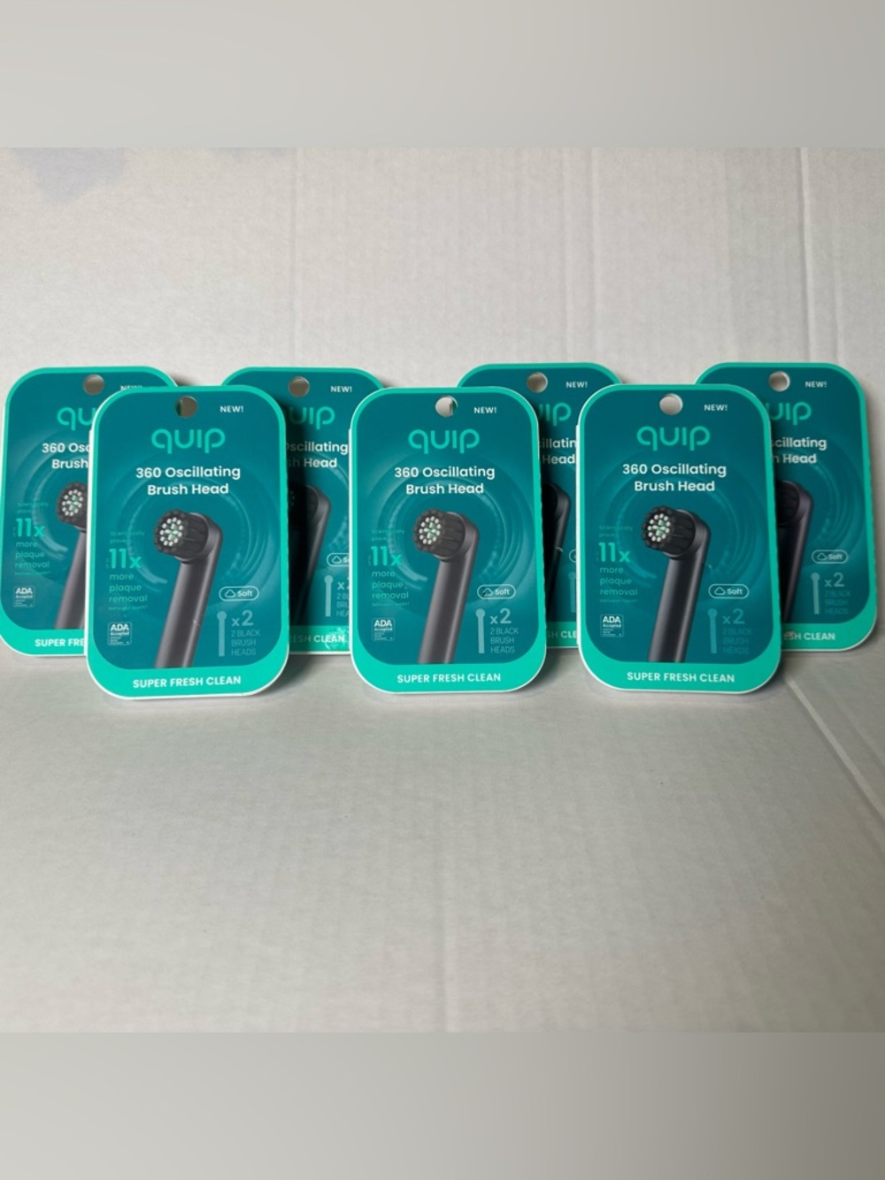 LOT OF 7 (2pk) QUIP 360 Oscillating Brush Head-Quip Rev Refill-BLACK MSRP $19.97